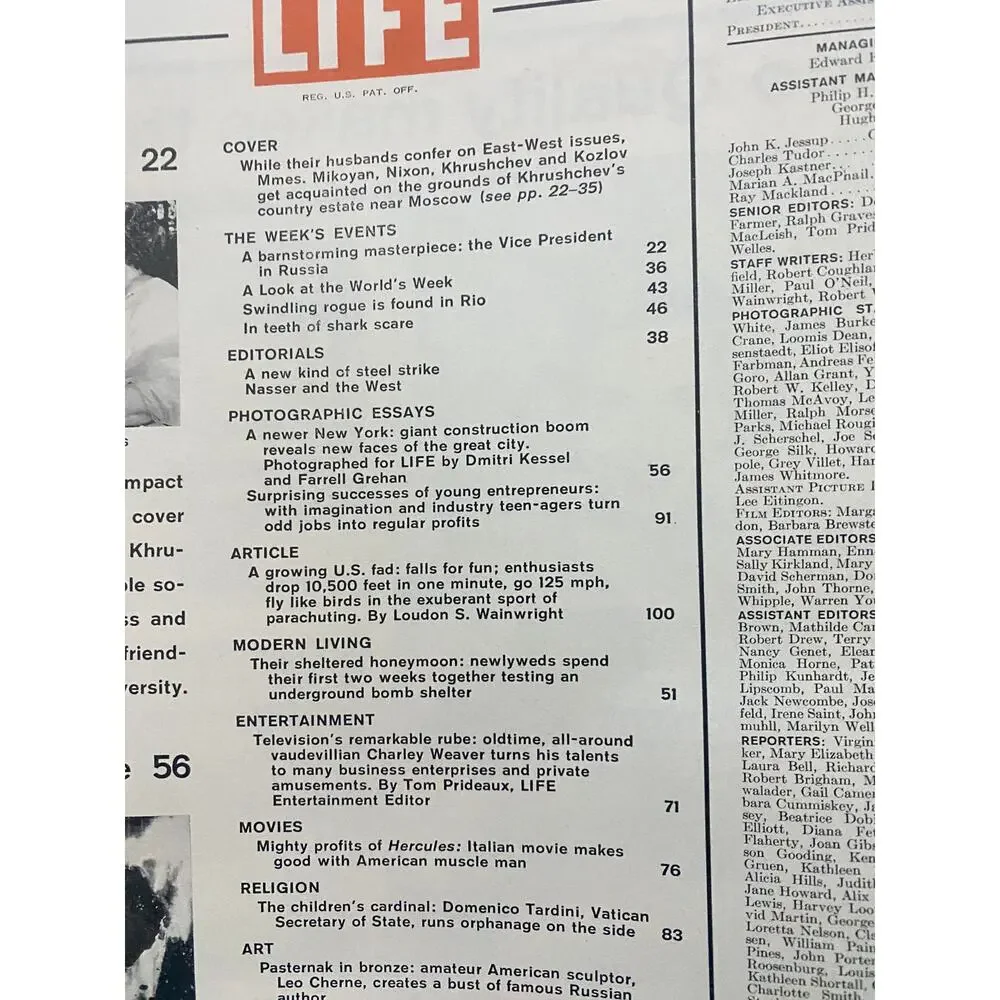 LIFE Magazine August 10 1959 Vol 47 No 6 Pat Nixon Russia Khrushchev Moscow Fair